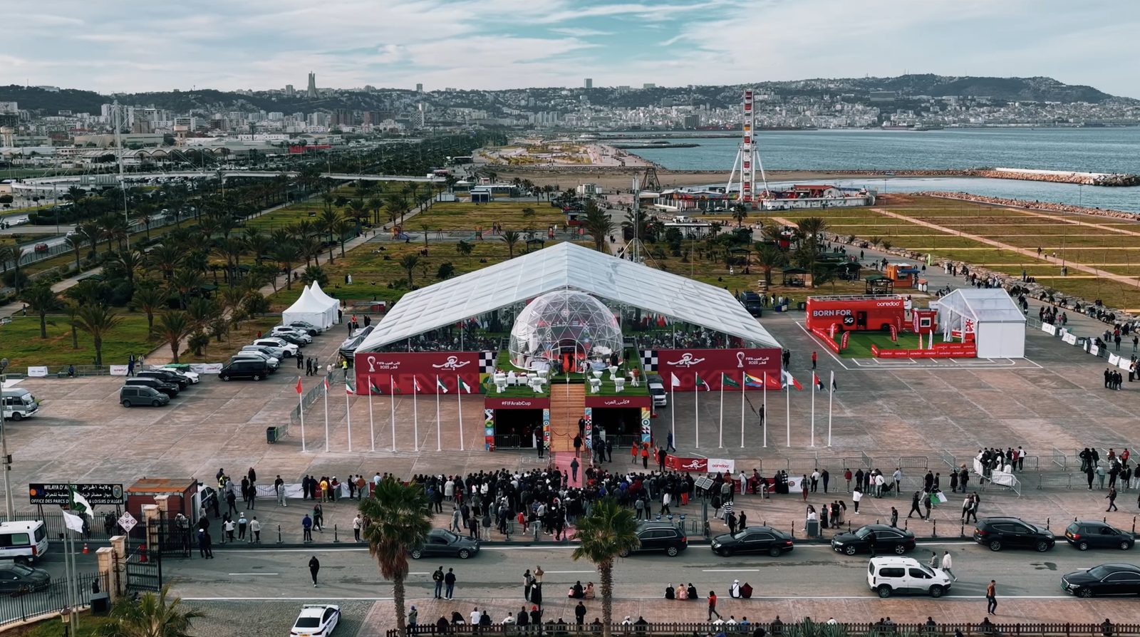 Arab Cup Algeria — aerial view of the FIFA Arab Cup fan village in Algiers